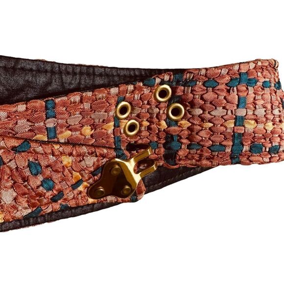 Toni A. Lowenthal Orange and Teal Woven Ribbon Belt Wearable Art - Picture 7 of 10